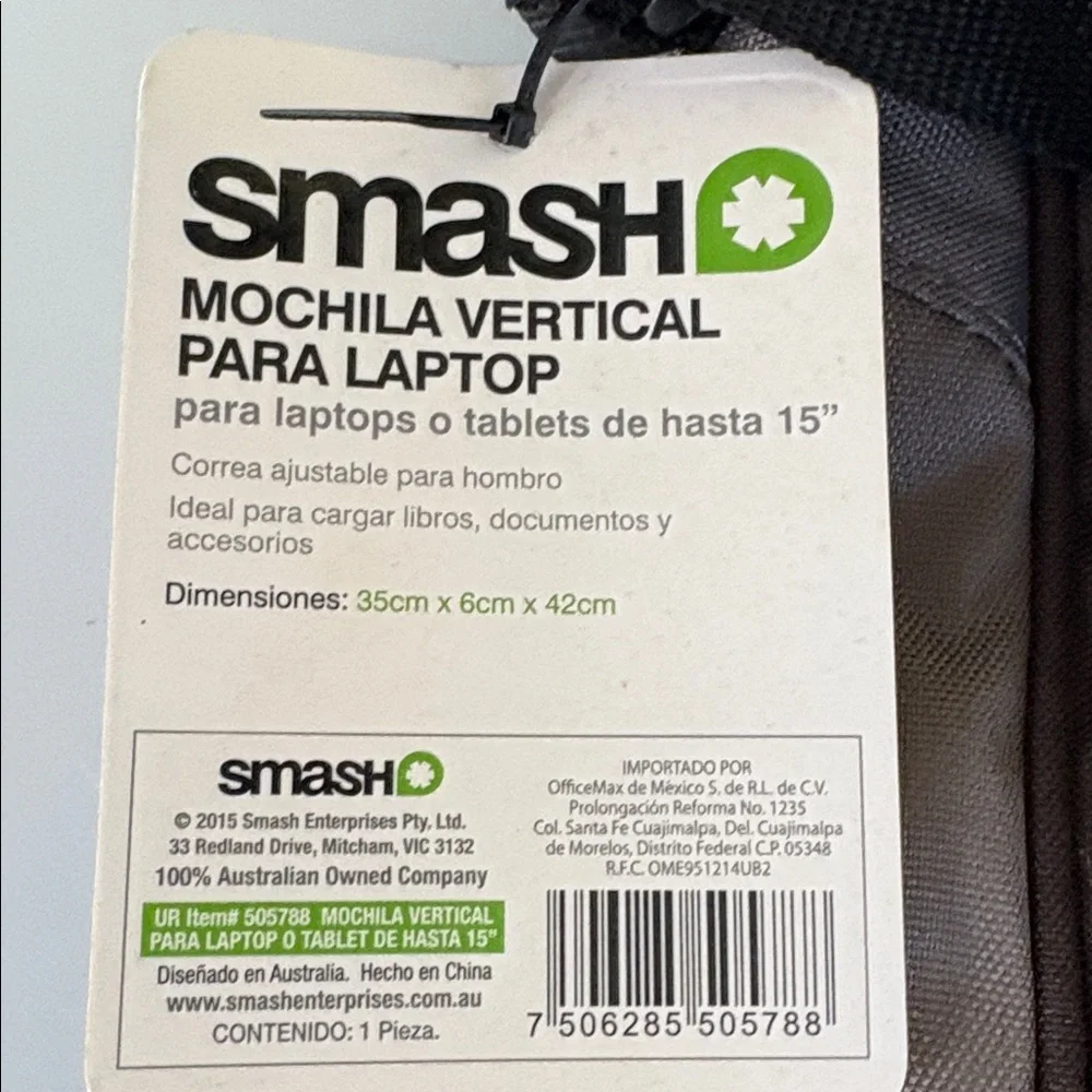 Smash NWT Gray Poly Vertical Slim Laptop Messenger Bag